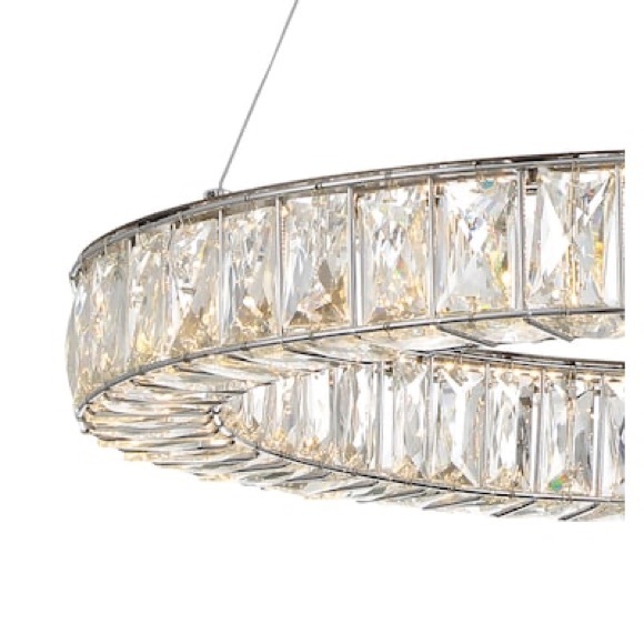 ALLEN + ROTH NWT aurelis gloss chrome led crystal clear glass metal chandelier - Picture 5 of 16